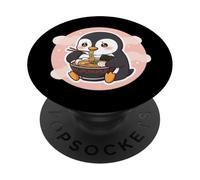 Lindo pingüino Comiendo Ramen Fideos Sopa Amante niñas Mujeres Comida PopSockets PopGrip Adhesivo