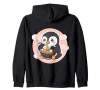 Lindo pingüino Comiendo Ramen Fideos Sopa Amante niñas Mujeres Comida Sudadera con Capucha
