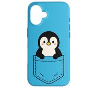 Lindo pingüino de bolsillo divertido animal de pingüino de invierno Carcasa para iPhone 16
