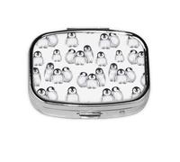 Lindo pingüino en invierno, pastillero con 2 compartimentos, organizador portátil