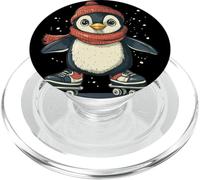 Lindo pingüino en patines para un paseo hilarante PopSockets PopGrip para MagSafe