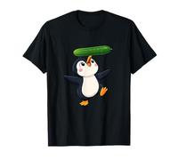 Lindo pingüino Equilibrio Pepino Dibujos Animados Arte Camiseta