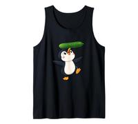 Lindo pingüino Equilibrio Pepino Dibujos Animados Arte Camiseta sin Mangas