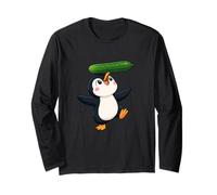 Lindo pingüino Equilibrio Pepino Dibujos Animados Arte Manga Larga