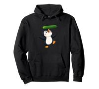 Lindo pingüino Equilibrio Pepino Dibujos Animados Arte Sudadera con Capucha