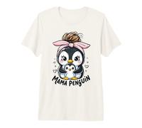 Lindo pingüino mamá día de la Madre Familia pingüino bebé recién Nacido Camiseta Premium