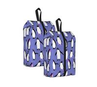 Lindo pingüino Morado， Bolsas de Viaje para Zapatos (Paquete de 2), Bolsas Impermeables para Guardar Zapatos, Organizador de Zapatos para Viajes y hogar.
