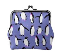 Lindo pingüino Morado,Monedero de Piel sintética, Carteras pequeñas, Monedero con Cierre de Broche