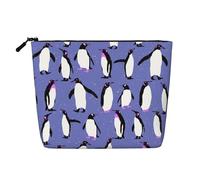Lindo pingüino Morado,Neceser de Maquillaje de imitación Lino, Neceser de Viaje portátil