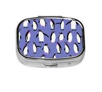lindo pingüino morado, Pastillero cuadrado para bolsillo o monedero, pequeño contenedor de pastillas, organizador de pastillas de viaje