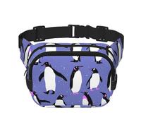 Lindo pingüino Morado,Riñonera Cuadrada de Doble Capa, Bolso de Viaje, Bolso Informal para el Pecho.