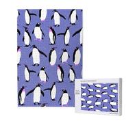 Lindo pingüino Morado,Rompecabezas de Madera de 1000 Piezas para Adultos y Adolescentes.