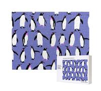 Lindo pingüino Morado,Rompecabezas de Madera de 500 Piezas, Juego Familiar, Rompecabezas para Adultos, Adolescentes, decoración del hogar