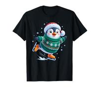 Lindo pingüino Navidad Sombrero de Papá Noel Pijama Patinaje Camiseta