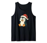 Lindo pingüino Torpe en diseño de Sombrero de Navidad Camiseta sin Mangas