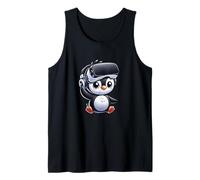 Lindo pingüino VR Gamer Comic Style Camiseta sin Mangas