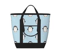 Lindo pingüino y nieve impreso,Bolsas de almuerzo de gran capacidad, bolsa de mano térmica para mujeres, hombres, trabajo, picnic, viajes.
