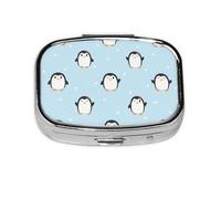 Lindo pingüino y nieve, pastillero con 2 compartimentos, organizador portátil