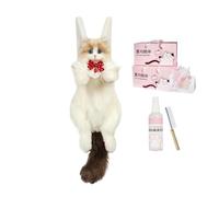 Lindo Plush Cat Backpack, amplios Space School Bag, Realistic Stuffed Animal Backpack con material de plush suave, duradero con cremallera cerrada bolsa con correas ajustables, accesorios de viaje
