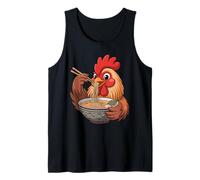 Lindo Pollo Comiendo Ramen Fideos de Animales Kawaii japoneses Camiseta sin Mangas