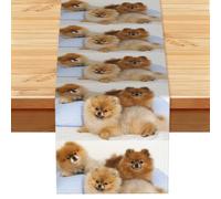 Lindo Pomerania Impreso,Camino de Mesa de Lino sintético para el hogar, Fiestas, comedores, 33 x 183 cm