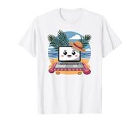 Lindo portátil Kawaii, nómada Digital, Vida en la Playa y Vibraciones de Verano Camiseta