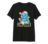 Lindo Primer cumpleaños bebé Dinosaurio un año Viejo niños niñas Camiseta Premium