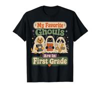 Lindo Primer Grado Maestro Aula Fantasmas Escuela Humor Camiseta gráfica económica, Hombre, Negro, L