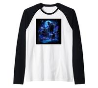 Lindo Pug Aullando a la Luna 90s Estilo Moonlight Halloween Camiseta Manga Raglan