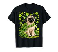Lindo Pug con tréboles tréboles día de San Patricio Perro irlandés Camiseta