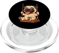 Lindo Pug De Dibujos Animados En Columpio Patio PopSockets PopGrip para MagSafe