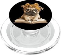 Lindo Pug Lectura Perro Amante Libro Animal Gráfico Retrato PopSockets PopGrip para MagSafe