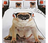 Lindo Pug Rock N Roll - Juego de Funda de edredón para Cama King