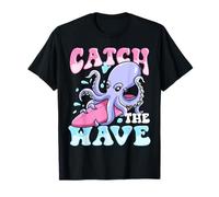 Lindo Pulpo Surfing Catch the Wave Playa Verano Camiseta