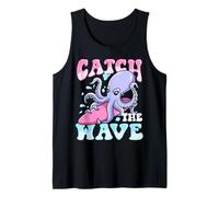 Lindo Pulpo Surfing Catch the Wave Playa Verano Camiseta sin Mangas