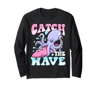 Lindo Pulpo Surfing Catch the Wave Playa Verano Manga Larga