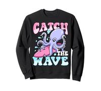 Lindo Pulpo Surfing Catch the Wave Playa Verano Sudadera