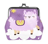 Lindo púrpura Llama Alpaca en la Nube Mujeres PU Cuero Monederos Niñas Mini Hebilla Monedero Bolsa