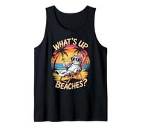 Lindo QUÉ Hace Las Playas Gato Amor Vacaciones Viaje Estoy Bien Camiseta sin Mangas