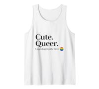 Lindo. Queer. Aquí sin disculpas. Orgullo Camiseta sin Mangas