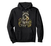 Lindo Raccoon Come Banana Flores Dulce Mapache Amante Sudadera con Capucha