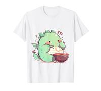 Lindo Ramen Chibi T-Rex Comiendo con Palillos Arte Adorable Camiseta