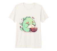 Lindo Ramen Chibi T-Rex Comiendo con Palillos Arte Adorable Camiseta Premium