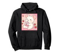 Lindo ratón Fresa Leche Retro japonés Arte Kawaii Sudadera con Capucha