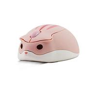 Lindo ratón inalámbrico de dibujos animados USB óptico para computadora, portátil, mini portátil, diseño de hámster, ratón para niños, MacBook, color rosa