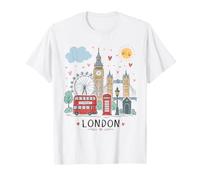Lindo Recuerdo de Londres para niños con Iconos de Inglaterra Camiseta