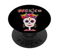 Lindo recuerdo turístico de La Catrina para niños del Día de Muertos de México PopSockets PopGrip Adhesivo