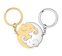 Lindo regalo de elefante para parejas, de acero inoxidable, llavero de elefante para mujeres y niñas, Chapado en oro plateado