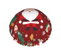 Lindo regalo de Papá Noel Gorro de ducha doble impermeable para mujer, gorro de ducha para baño y hogar, gorro de ducha reutilizable, gorro de ducha para mujer,