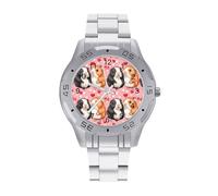 Lindo reloj de pulsera de acero inoxidable para hombre para amantes de los conejillos de indias, relojes personalizados para mujer